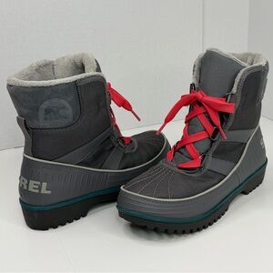 Sorel Tivoli II City Grey Waterproof Winter Lace Up  Ankle Boot
